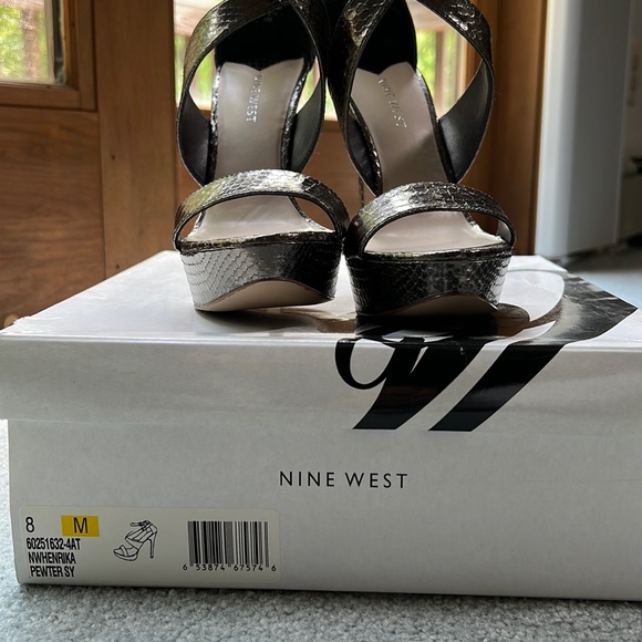 Nine West HENRIKA PEWTER Faux SNAKE High Heel Stiletto Sandals - Picture 11 of 11
